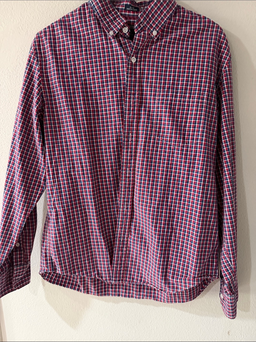 J crew large Men's Button-Down Plaid Shirt - Red & Blue